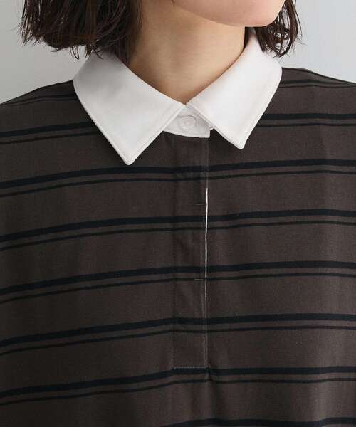 Sugar spoon（シュガースプーン）の「・SUGAR SPOON ボーダーポロワンピース（ワンピース・レディース・カーキ/ライトグレー/チャコールグレー・FREE）」の14枚目の写真