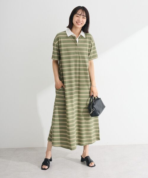 Sugar spoon（シュガースプーン）の「・SUGAR SPOON ボーダーポロワンピース（ワンピース・レディース・カーキ/ライトグレー/チャコールグレー・FREE）」の17枚目の写真
