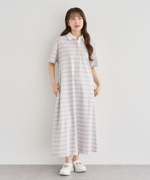 Sugar spoon（シュガースプーン）の「・SUGAR SPOON ボーダーポロワンピース（ワンピース・レディース・カーキ/ライトグレー/チャコールグレー・FREE）」の21枚目の写真