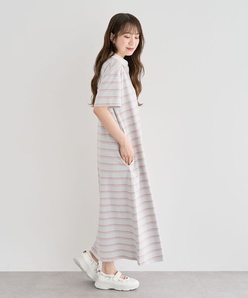 Sugar spoon（シュガースプーン）の「・SUGAR SPOON ボーダーポロワンピース（ワンピース・レディース・カーキ/ライトグレー/チャコールグレー・FREE）」の22枚目の写真