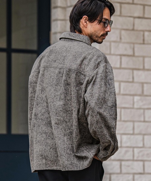 CAMBIO(カンビオ)の「ms6183-Vintage Like Fade Print Oversized Shirts シャツ(シャツ/ブラウス・メンズ・ブラック/カーキ/ブルー・M/L)」の6枚目の写真