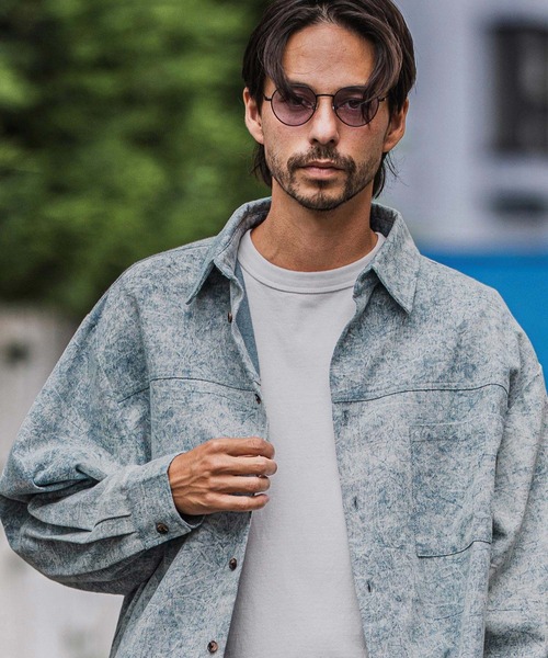 CAMBIO(カンビオ)の「ms6183-Vintage Like Fade Print Oversized Shirts シャツ(シャツ/ブラウス・メンズ・ブラック/カーキ/ブルー・M/L)」の12枚目の写真