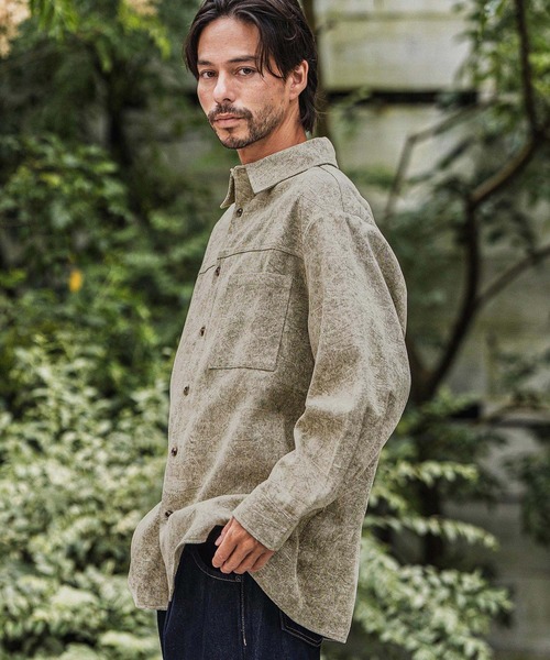 CAMBIO(カンビオ)の「ms6183-Vintage Like Fade Print Oversized Shirts シャツ(シャツ/ブラウス・メンズ・ブラック/カーキ/ブルー・M/L)」の16枚目の写真