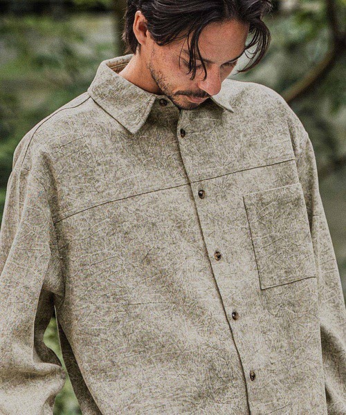 CAMBIO(カンビオ)の「ms6183-Vintage Like Fade Print Oversized Shirts シャツ(シャツ/ブラウス・メンズ・ブラック/カーキ/ブルー・M/L)」の17枚目の写真