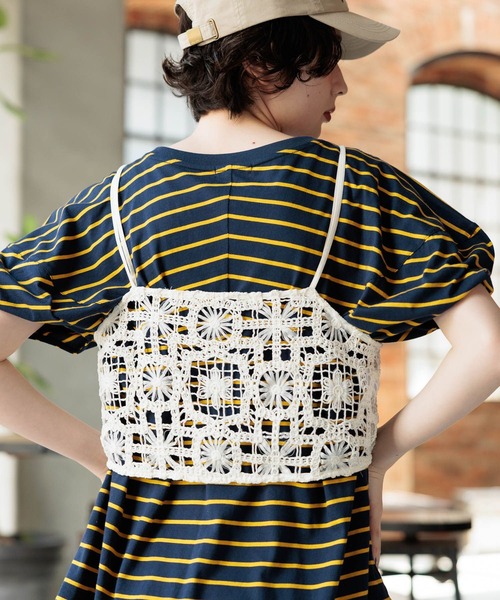 niko and...（ニコアンド）の「2WAYフラワークラフトキャミソール（キャミソール・レディース・ボルドー/アイボリー/ブラック・FREE）」の7枚目の写真