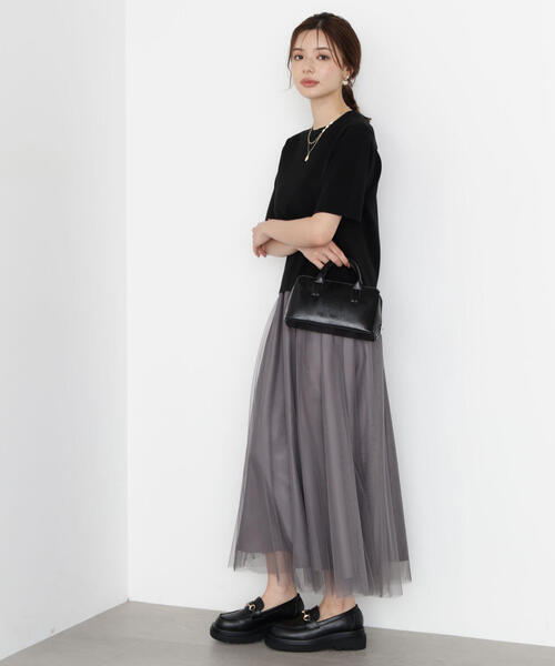 PROPORTION BODY DRESSING(プロポーションボディドレッシング)の「チュールギャザースカート / 1215220809(スカート・レディース・ブラウン/ダークグレー・P/S/MEDIUM)」の4枚目の写真