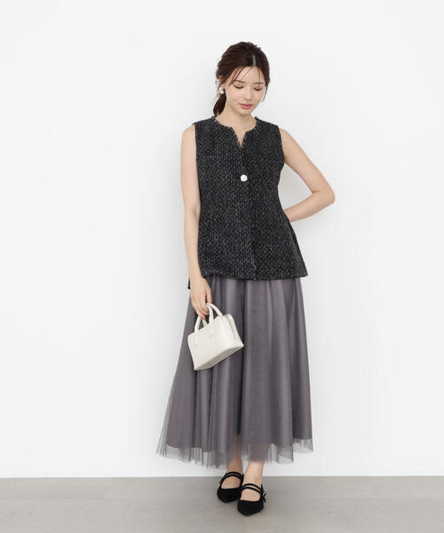 PROPORTION BODY DRESSING(プロポーションボディドレッシング)の「チュールギャザースカート / 1215220809(スカート・レディース・ブラウン/ダークグレー・P/S/MEDIUM)」の7枚目の写真
