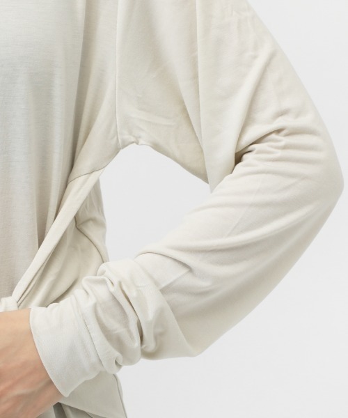 TIGORA(ティゴラ)の「ティゴラ TIGORA 2WAYタイロングTシャツ(Tシャツ/カットソー・レディース・ネイビー/ライトベージュ・M/L/XL/S)」の3枚目の写真