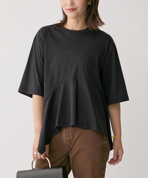 Room no.8(ルームエイト)の「Room no.8 ルームエイト SMOOTH CO DRAPE TOPS SR8S-014(Tシャツ/カットソー・レディース・ホワイト/チャコールグレー・FREE)」の2枚目の写真