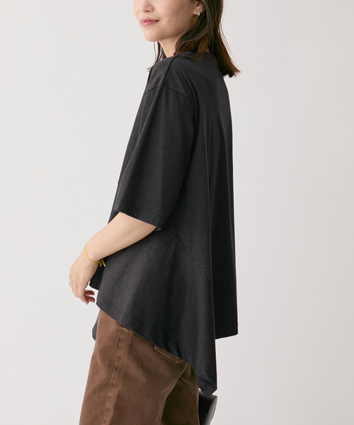 Room no.8(ルームエイト)の「Room no.8 ルームエイト SMOOTH CO DRAPE TOPS SR8S-014(Tシャツ/カットソー・レディース・ホワイト/チャコールグレー・FREE)」の3枚目の写真