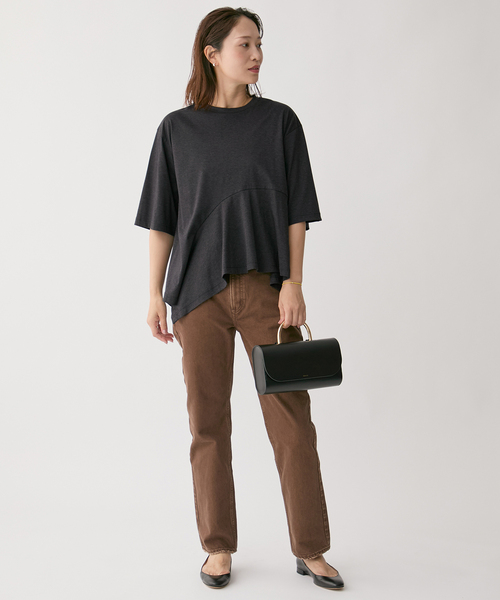 Room no.8(ルームエイト)の「Room no.8 ルームエイト SMOOTH CO DRAPE TOPS SR8S-014(Tシャツ/カットソー・レディース・ホワイト/チャコールグレー・FREE)」の6枚目の写真