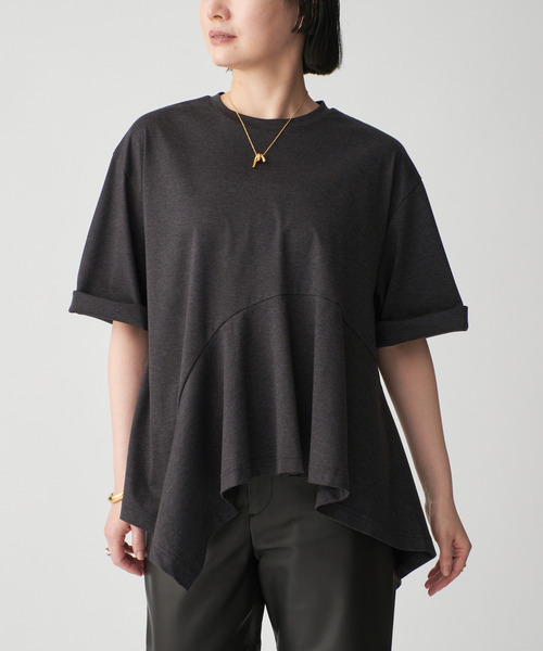 Room no.8(ルームエイト)の「Room no.8 ルームエイト SMOOTH CO DRAPE TOPS SR8S-014(Tシャツ/カットソー・レディース・ホワイト/チャコールグレー・FREE)」の10枚目の写真