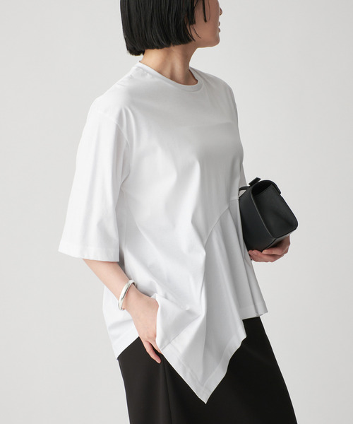 Room no.8(ルームエイト)の「Room no.8 ルームエイト SMOOTH CO DRAPE TOPS SR8S-014(Tシャツ/カットソー・レディース・ホワイト/チャコールグレー・FREE)」の20枚目の写真