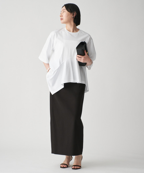 Room no.8(ルームエイト)の「Room no.8 ルームエイト SMOOTH CO DRAPE TOPS SR8S-014(Tシャツ/カットソー・レディース・ホワイト/チャコールグレー・FREE)」の22枚目の写真