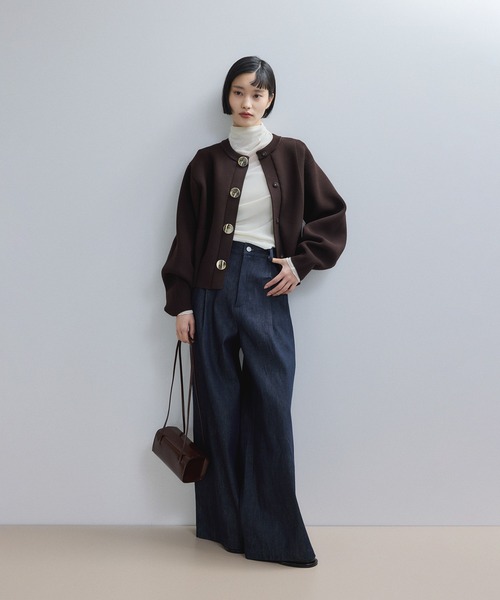 【超人気商品】セレクトネックウェーブボタンカーディガン【◆2025-26秋冬◆】 WEB限定】・【サステナブル】セレクトネックウェーブボタン