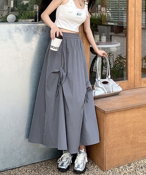 セール】【URGE：】リボン デザイン ミモレ丈 フレア スカート