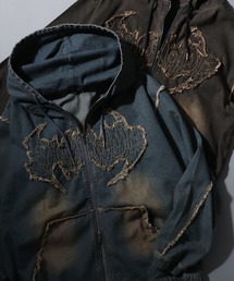 SITRY(Vg[)Tribal Design Fringe Denim Hoodie/gCoS tW  V[g _uWbv fjp[J[ fjWPbg u] tWbvp[J[ t[fB[(fjWPbg)