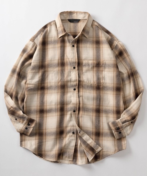 SlashDate(スラッシュデイト)の「【70】オンブレチェックシャツ/ネルシャツ/アメカジ(シャツ/ブラウス・メンズ・ブルー/ブラック/サックスブルー/ホワイト/グリーン/ブラウン/ベージュ・M/L/XL)」の4枚目の写真