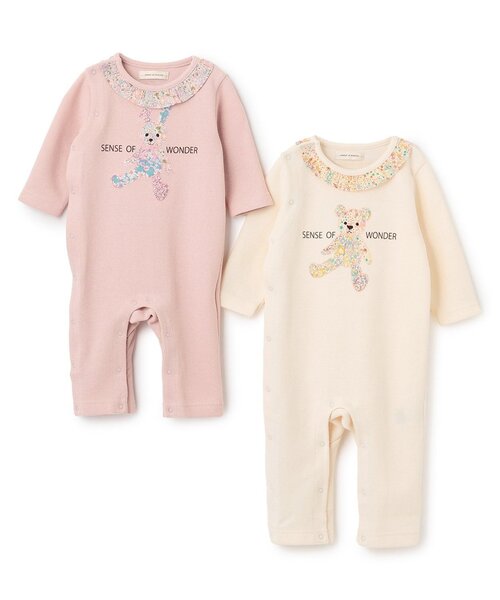 sense of wonder（センスオブワンダー）の「リバティウサクマカバーオール（ロンパース・キッズ・ピンク/ホワイト系・70cm/80ｃｍ）」の6枚目の写真