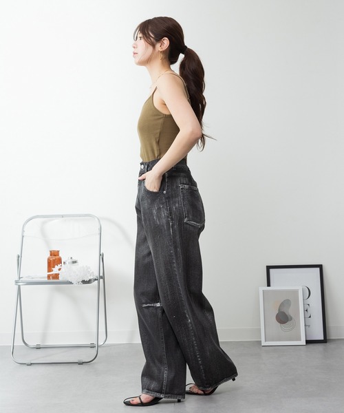 LARU（ラルー）の「プレーンブラトップキャミソール（キャミソール・レディース・グレー系1/ネイビー/チャコールグレー/オフホワイト/カーキ/ブラック/グレー系その他・M/L）」の18枚目の写真