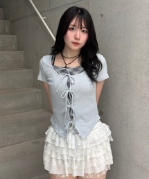 Lae（レイ）の「チェックレイヤードトップス（Tシャツ/カットソー）」