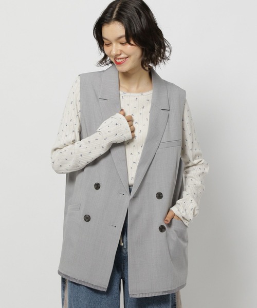 niko and...（ニコアンド）の「テーラードダブルジャケットベスト（ベスト・レディース・グレー/ブラック/ブラウン・FREE）」の6枚目の写真