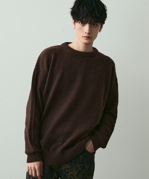 Shoowtime(ショウタイム)の「Basic Oversized Knit Sweater / ベーシッククルーネックニット(ニット/セーター・メンズ・ブラウン/チャコールグレー・MEDIUM/LARGE)」の20枚目の写真