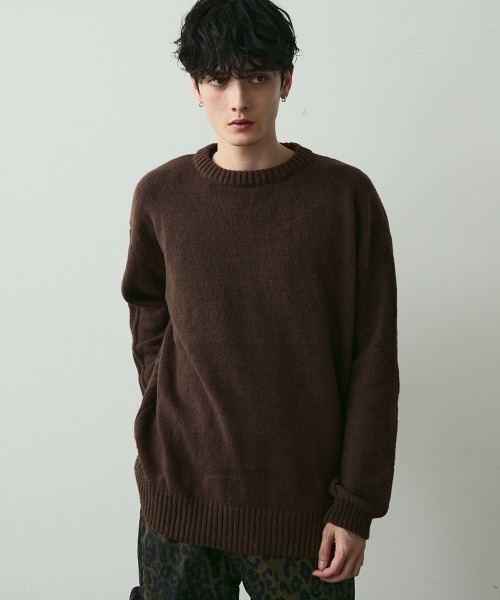 Shoowtime(ショウタイム)の「Basic Oversized Knit Sweater / ベーシッククルーネックニット(ニット/セーター・メンズ・ブラウン/チャコールグレー・MEDIUM/LARGE)」の22枚目の写真