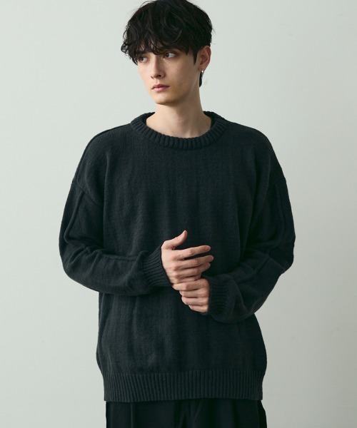 Shoowtime(ショウタイム)の「Basic Oversized Knit Sweater / ベーシッククルーネックニット(ニット/セーター・メンズ・ブラウン/チャコールグレー・MEDIUM/LARGE)」の6枚目の写真
