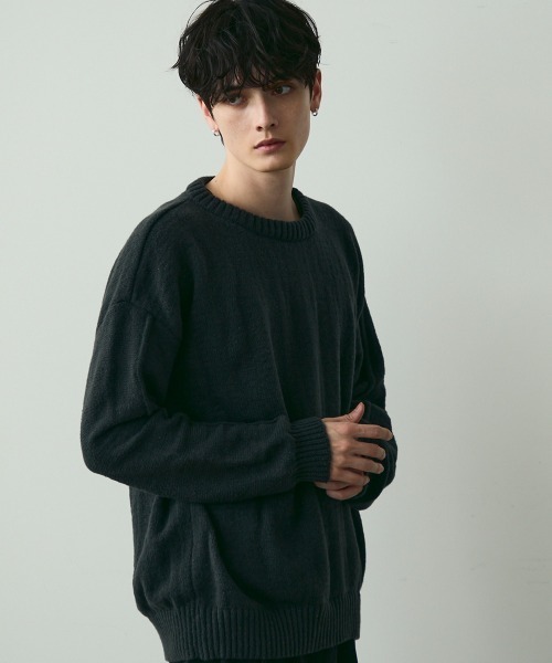 Shoowtime(ショウタイム)の「Basic Oversized Knit Sweater / ベーシッククルーネックニット(ニット/セーター・メンズ・ブラウン/チャコールグレー・MEDIUM/LARGE)」の8枚目の写真