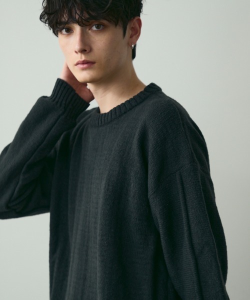 Shoowtime(ショウタイム)の「Basic Oversized Knit Sweater / ベーシッククルーネックニット(ニット/セーター・メンズ・ブラウン/チャコールグレー・MEDIUM/LARGE)」の12枚目の写真