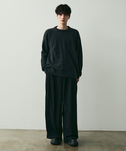 Shoowtime(ショウタイム)の「Basic Oversized Knit Sweater / ベーシッククルーネックニット(ニット/セーター・メンズ・ブラウン/チャコールグレー・MEDIUM/LARGE)」の13枚目の写真