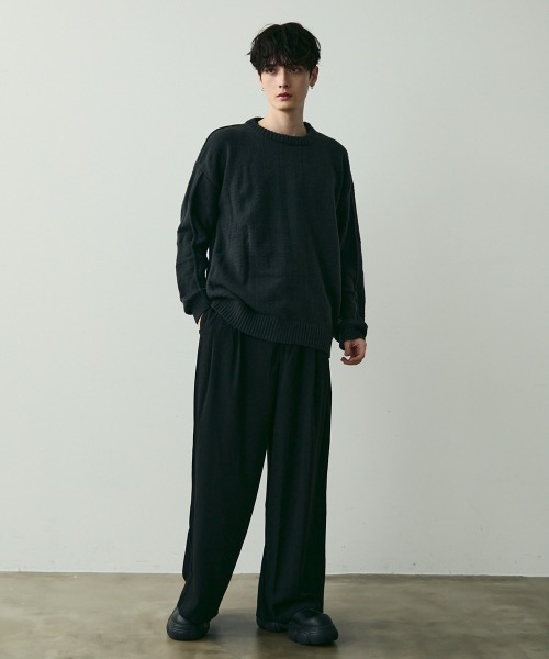 Shoowtime(ショウタイム)の「Basic Oversized Knit Sweater / ベーシッククルーネックニット(ニット/セーター・メンズ・ブラウン/チャコールグレー・MEDIUM/LARGE)」の14枚目の写真