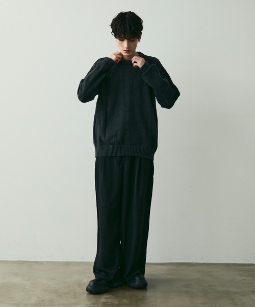 Shoowtime(ショウタイム)の「Basic Oversized Knit Sweater / ベーシッククルーネックニット(ニット/セーター・メンズ・ブラウン/チャコールグレー・MEDIUM/LARGE)」の15枚目の写真