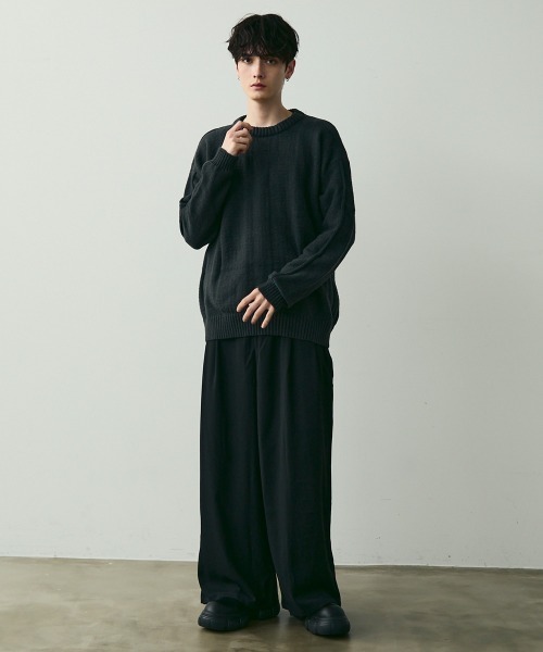 Shoowtime(ショウタイム)の「Basic Oversized Knit Sweater / ベーシッククルーネックニット(ニット/セーター・メンズ・ブラウン/チャコールグレー・MEDIUM/LARGE)」の16枚目の写真