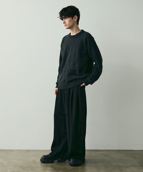 Shoowtime(ショウタイム)の「Basic Oversized Knit Sweater / ベーシッククルーネックニット(ニット/セーター・メンズ・ブラウン/チャコールグレー・MEDIUM/LARGE)」の17枚目の写真
