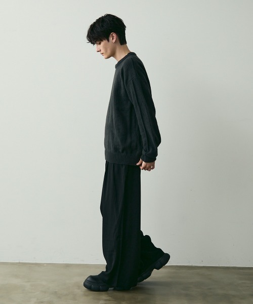 Shoowtime(ショウタイム)の「Basic Oversized Knit Sweater / ベーシッククルーネックニット(ニット/セーター・メンズ・ブラウン/チャコールグレー・MEDIUM/LARGE)」の18枚目の写真