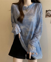 VIBGYOR（ヴィブジョー）の「【lulufa】タイダイ マーブルプリント シアー長袖トップス /韓国 透け感レイヤード(CZ)（Tシャツ/カットソー・レディース）」