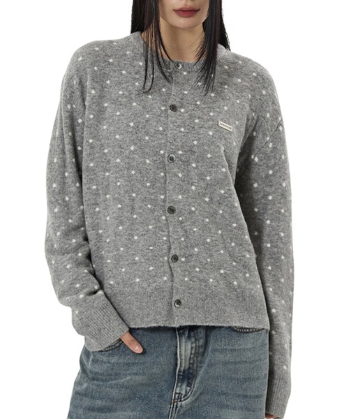 OY(オーワイ)の「『OY/オーワイ』TINY DOT KNIT CARDIGAN/タイニードット ニットカーディガン(カーディガン/ボレロ・レディース・グレー/ブラック・L/M)」の2枚目の写真
