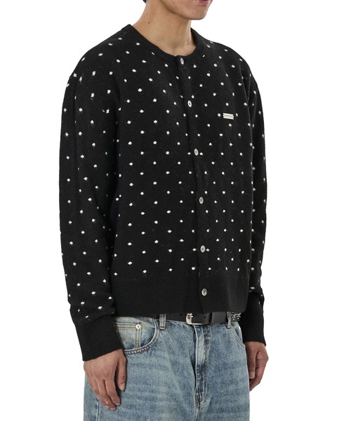 OY(オーワイ)の「『OY/オーワイ』TINY DOT KNIT CARDIGAN/タイニードット ニットカーディガン(カーディガン/ボレロ・レディース・グレー/ブラック・L/M)」の3枚目の写真