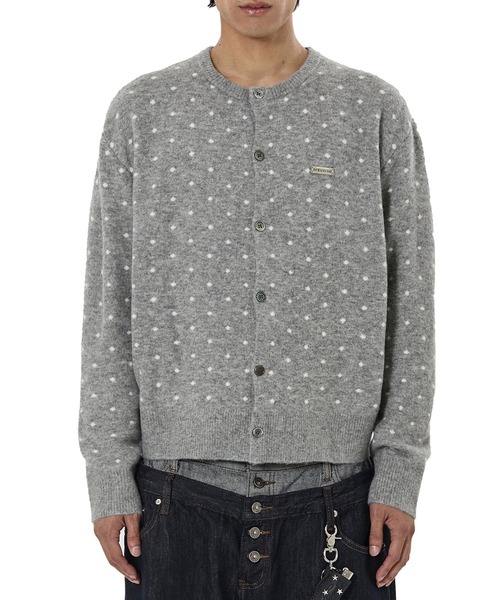 OY(オーワイ)の「『OY/オーワイ』TINY DOT KNIT CARDIGAN/タイニードット ニットカーディガン(カーディガン/ボレロ・レディース・グレー/ブラック・L/M)」の7枚目の写真