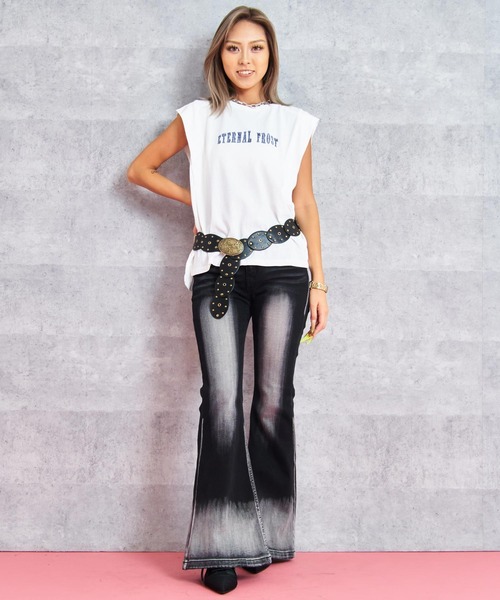 ANAP（アナップ）の「オーバル デザイン スタッズ バックル ベルト（ベルト・レディース・ブラウン/ブラック・FREE）」の5枚目の写真