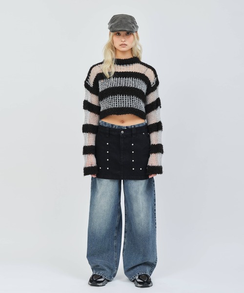 atmos pink（アトモスピンク）の「atmos pink Border Knit Top / アトモス ピンク ボーダー ニット トップ（ニット/セーター・レディース・ブラック/グリーン/ネイビー・FREE）」の22枚目の写真