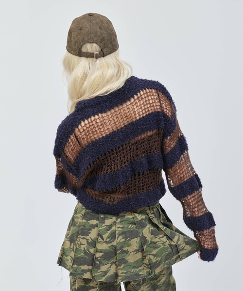 atmos pink（アトモスピンク）の「atmos pink Border Knit Top / アトモス ピンク ボーダー ニット トップ（ニット/セーター・レディース・ブラック/グリーン/ネイビー・FREE）」の11枚目の写真