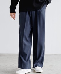 SPU（スプ）の「防シワ・ストレッチ/セミワイドシルエットワンタックセンタープレススラックス（スラックス）」