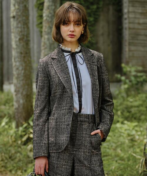 セール】ループグレンチェックジャケット（テーラードジャケット