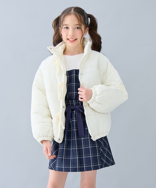 Amourire girl（アムリールガール）の「スタンドカラー中綿リボンブルゾン（ブルゾン・キッズ・サックスブルー/グレー/オフホワイト・130cm/140cm/150cm/160cm）」の21枚目の写真