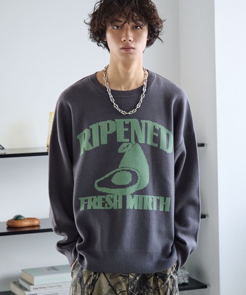 PBLIM（ページボーイリム）の「《UNISEX》フードジャガードニット（ニット/セーター・レディース・グレー系その他/ブラウン系その他/ベージュ系その他/ブルー系その他・FREE）」の2枚目の写真