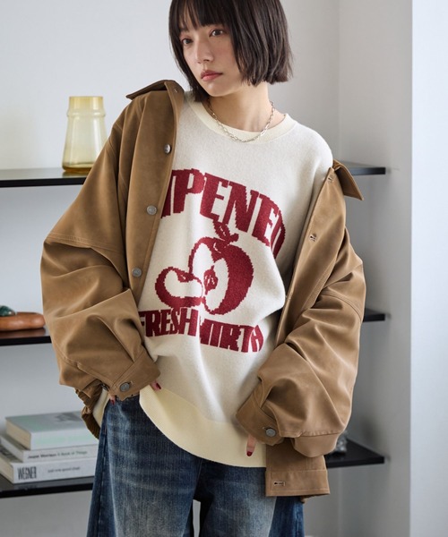 PBLIM（ページボーイリム）の「《UNISEX》フードジャガードニット（ニット/セーター・レディース・グレー系その他/ブラウン系その他/ベージュ系その他/ブルー系その他・FREE）」の3枚目の写真