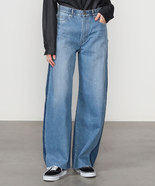 Bshop（ビショップ）の「SERGE | リメイク 2トーンデニムパンツ WOMEN（デニムパンツ・レディース・インディゴブルー/ブラック系その他・23/24/25）」の14枚目の写真